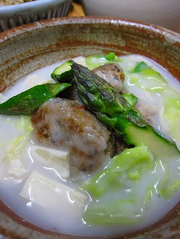 蓮根ミニバーグとアスパラ　