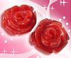 バラ　ピアス　珊瑚