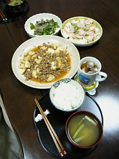 071122麻婆かぶ、豆腐サラダ、ピーマンとシイタケのじゃこ炒め