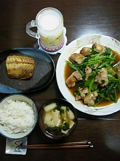 070926鶏の柚胡椒漬け焼きと鯖塩焼き