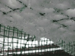 ネットに積もった雪