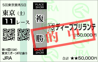 第16回 東京スポーツ杯２歳ステークス ディープブリランテ号 PLACE SHOW