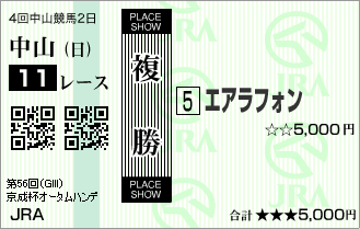 第56回 京成杯オータムハンデ エアラフォン号 PLACE SHOW