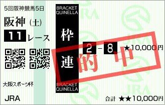 5回阪神5日11R 大阪スポーツ杯 BRACKET QUINELLA