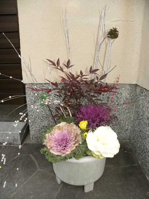 寄せ植え　葉ボタン