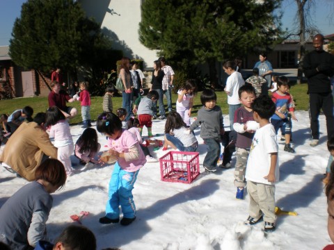 snow area with kids