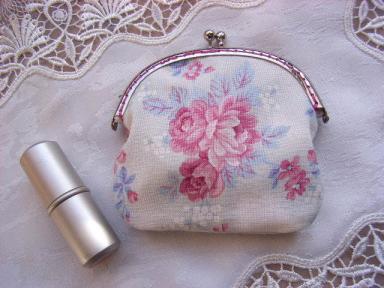 がま口ポーチ薔薇模様