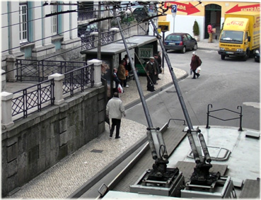 trolley bus at railway station of Coimbra, Portugal