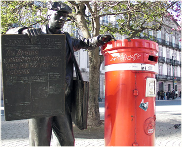 in front of Estacao de Sao Bento in Porto, Portugal