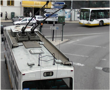 trolley bus at railway station of Coimbra, Portugal