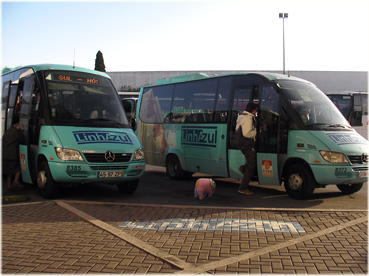 LinhAzul (blue line) at bus station of Evora, Portugal