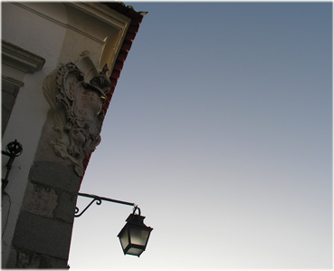 corner of Church on rua Serpa Pinto in Evora, Portugal