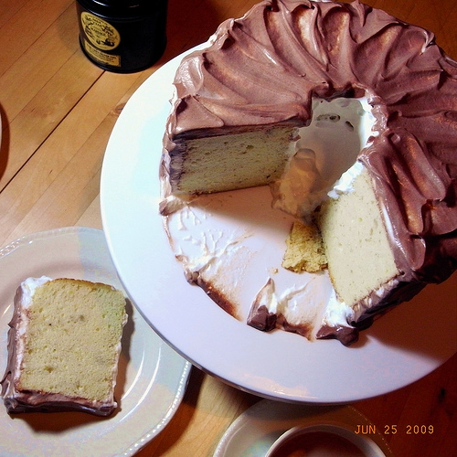 chocolate banana chiffon cake sliced