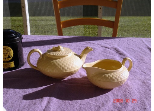 Wedgwood Caneware teapot & milk jug