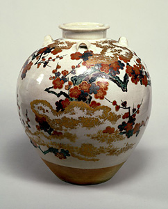 野々村仁清「色絵月梅図茶壺」