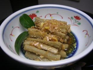 ごぼうの葱味噌ソース