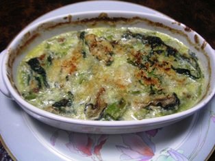 牡蠣と菜の花のグラタン