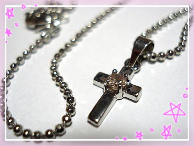 ピンクジルコニアクロスペンダント