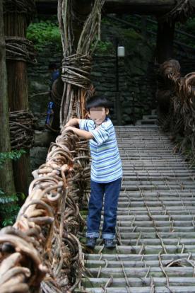 祖谷のかずら橋挑戦中