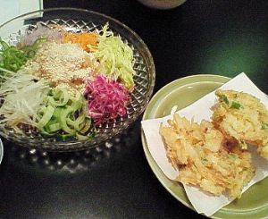 野菜サラダ＆海老のかき揚げ.jpg
