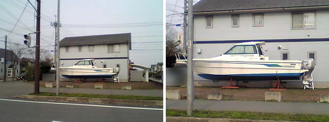 住宅地にボート200604