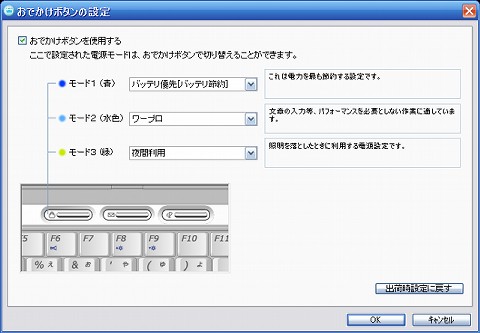 おでかけボタンの設定
