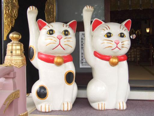 本殿の前に鎮座している一対の招き猫
