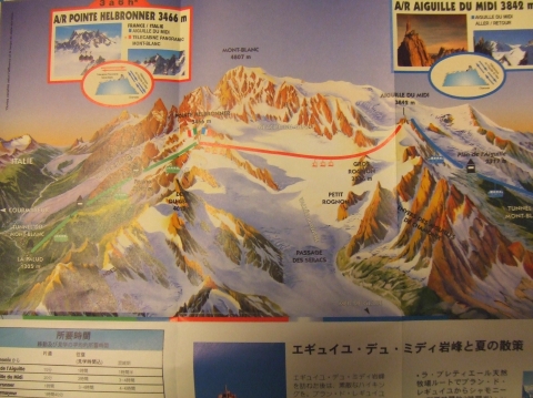 モンブランのロープウエイの全図