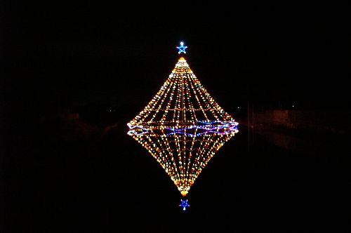 田んぼにたたずむイルミネーション