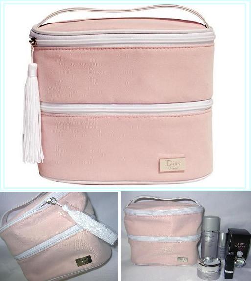Dior フリンジ付ピンク２段バニティポーチ 2007