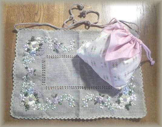 カフェエプロン ＆ 和柄巾着