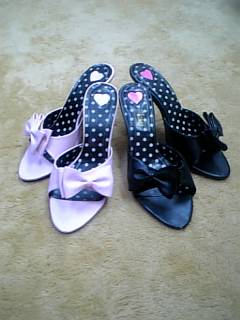 リボンミュールピンク黒