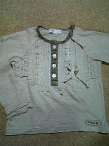 pupeye胸元レース長袖Tシャツベージュ９５cm