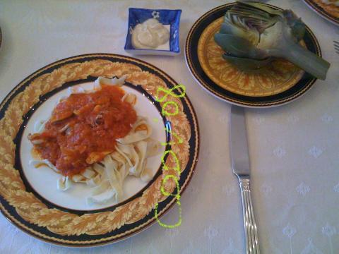 セモリナパスタとかぼちゃアイス