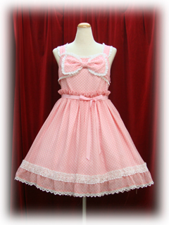 シフォンドットリボンジャンパースカート