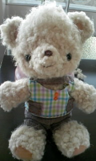 ハンドメイド編ぐるみクマくん白