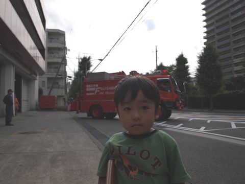 消防車が帰ってきたよ