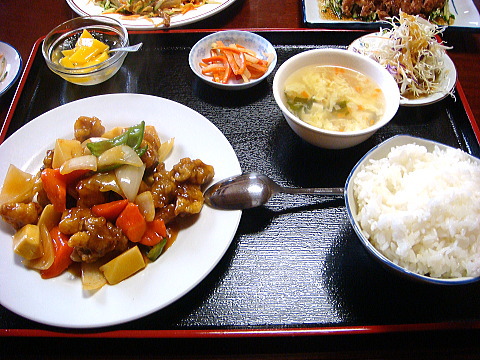 大草原、酢豚定食