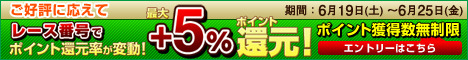レース番号で5%(6/19~)