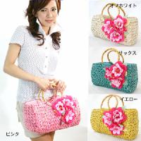 リゾートフラワーかごバッグ