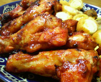 アジアンバーベキュー味の手羽元オーブン焼き