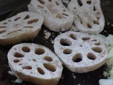 レンコンのホタテ乗せ焼き