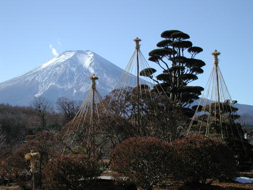 雪つりと富士山