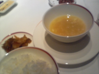 龍天門　スープとご飯とザーサイ