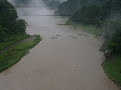集中豪雨中の河川