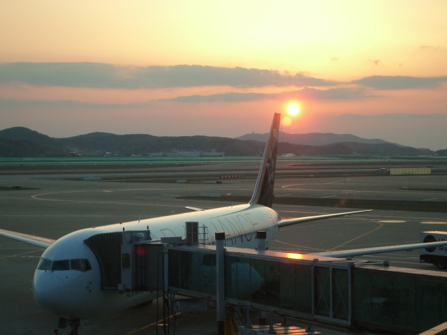 インチョン空港の夕日