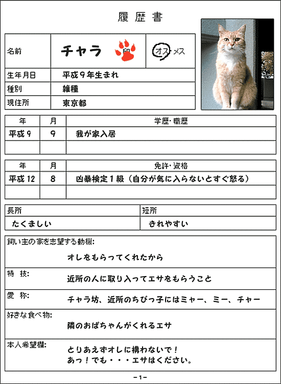 チャラプロフィール