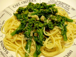 菜の花とホタテのパスタ