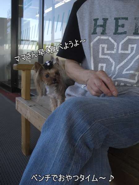 ベンチでおやつタイム～♪