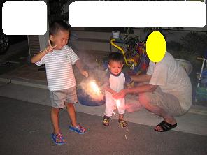 パパと長男と次男・花火(H20・8・13)